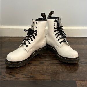 Dr. Martens Gray WHITE Lace-Up Boots